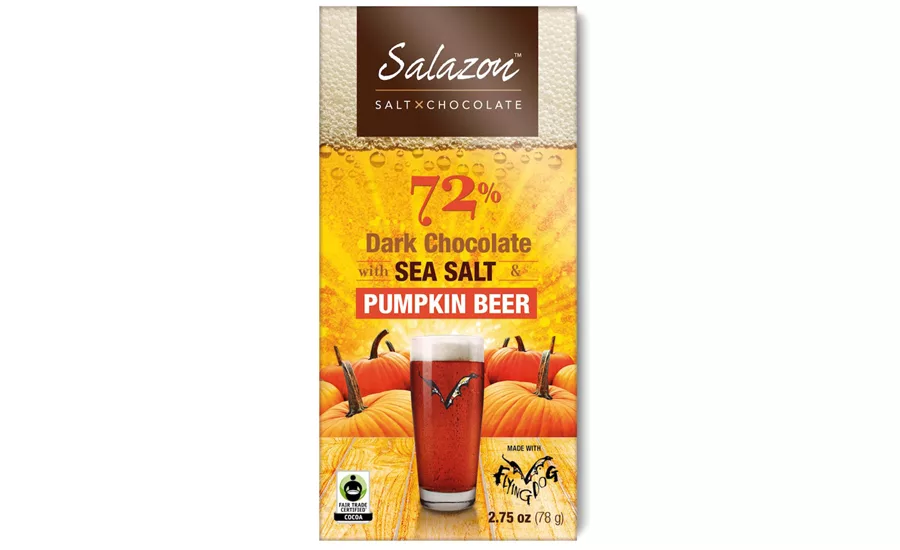 Salazon Chocolate Co.'s new chocolate bar will be infused with pumpkin beer by Flying Dog Brewery.