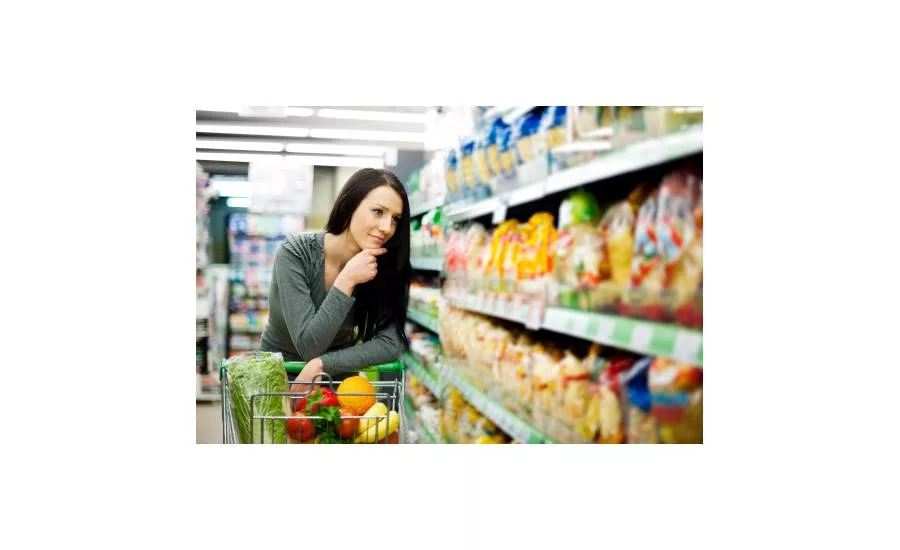 Woman in grocery aisle
