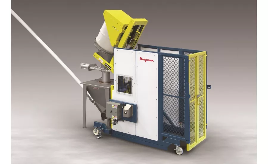 Flexicon mobile drum dumper with safety cage