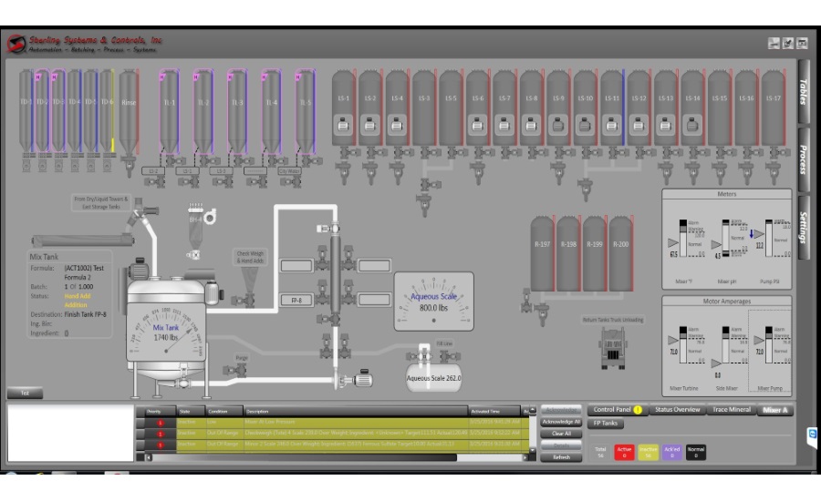 Sterling Systems & Controls automation application module for batching of solids and liquids
