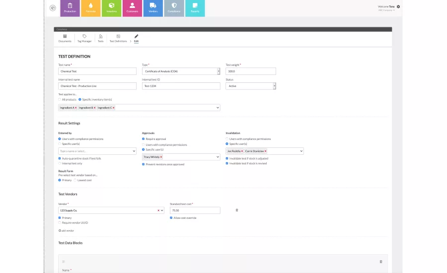 Wherefour ERP and traceability software has added new quality assurance functionality within its compliance section.