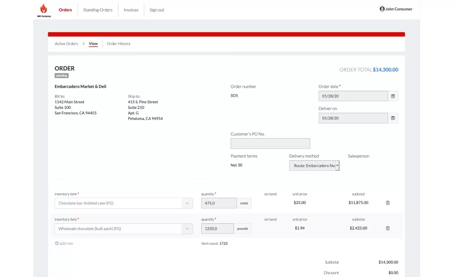 WHEREFOUR ERP ADDS CUSTOMIZABLE B2B CUSTOMER ORDERING PORTAL