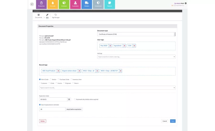 New Wherefour ERP software release eases traceability and document compliance with new features
