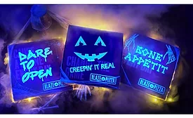 Blaze Pizza black light boxes for Halloween