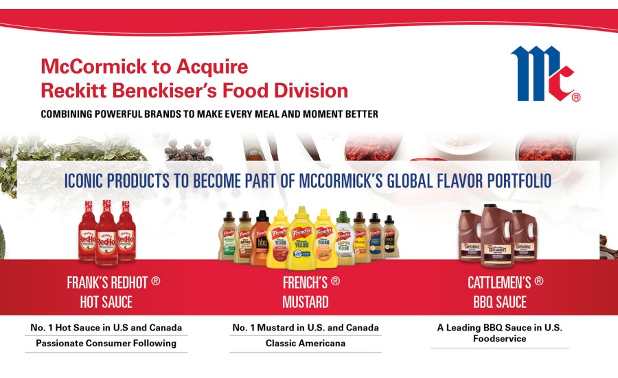 McCormick to acquire Reckitt Benckiser's food division | 2017-07-27 | Snack  and Bakery | Snack Food & Wholesale Bakery