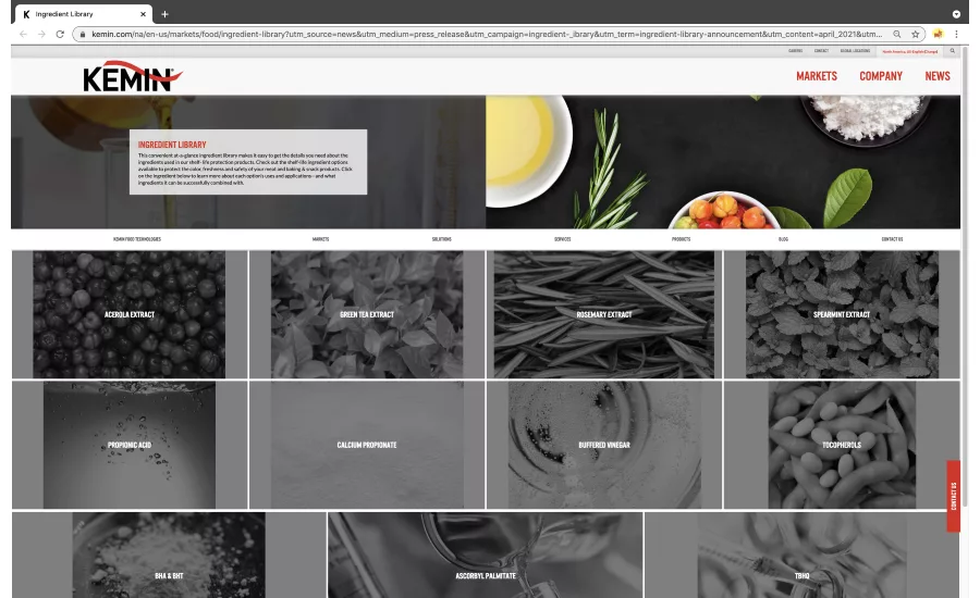Kemin Food Technologies launches ingredient library